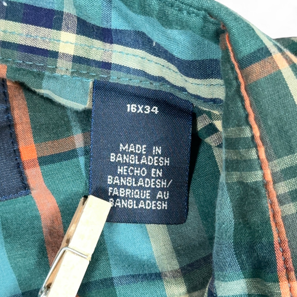 Wrangler Western Shirt Adult LARGE Green Blue Plaid Pearl Snap Outdoor Cowboy - Picture 5 of 10